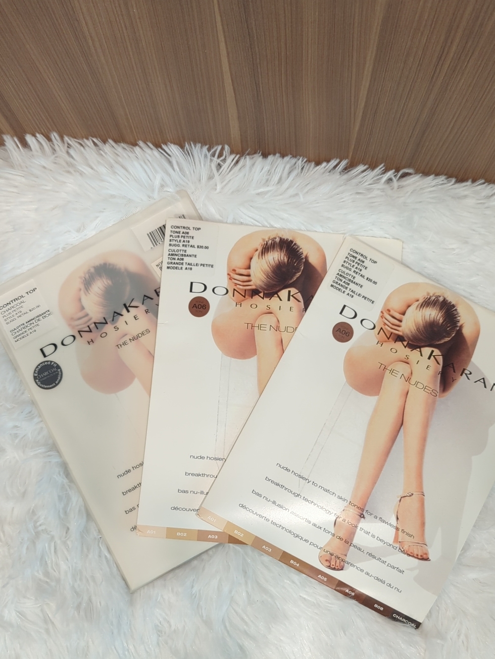 NWT Donna Karan Hosiery The Nudes Control Top Plus Petite Assorted Lot (3 Pairs)